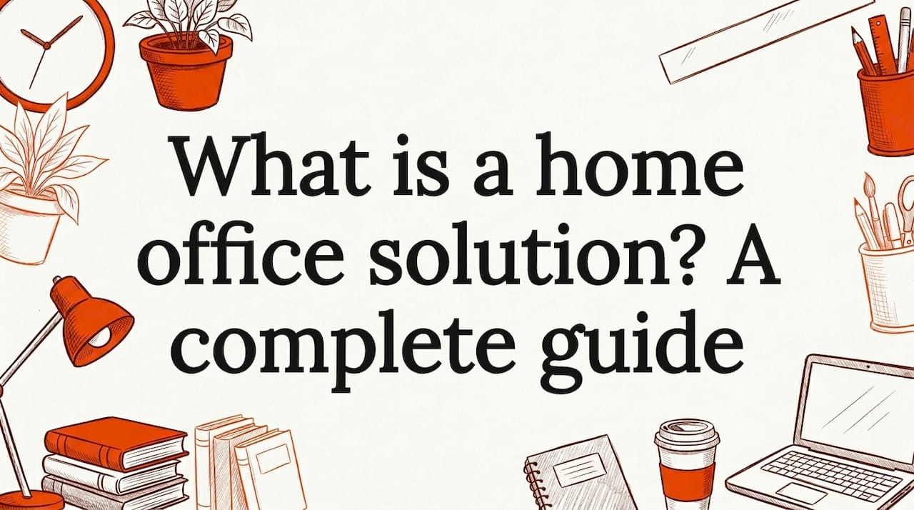 Decorative home office themed title card illustration