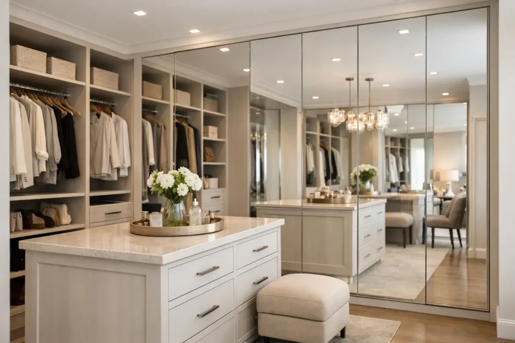 Walk In Wardrobe Design With Mirror Ideas