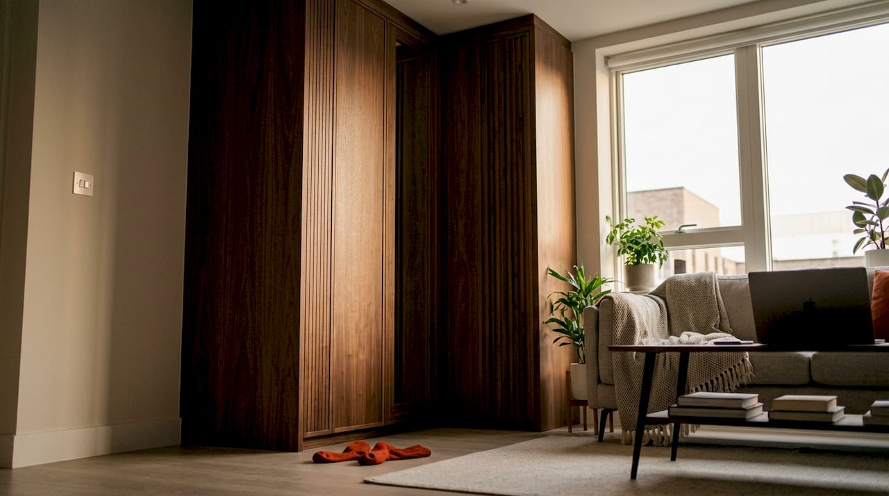 Custom fitted wardrobe in West London bedroom