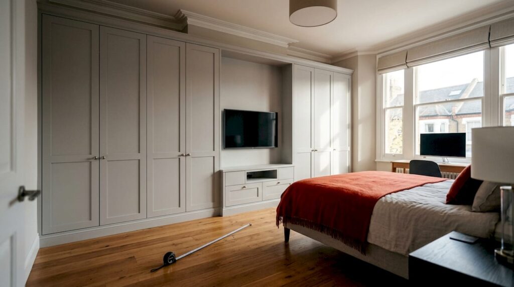 Bespoke fitted wardrobe in West London bedroom