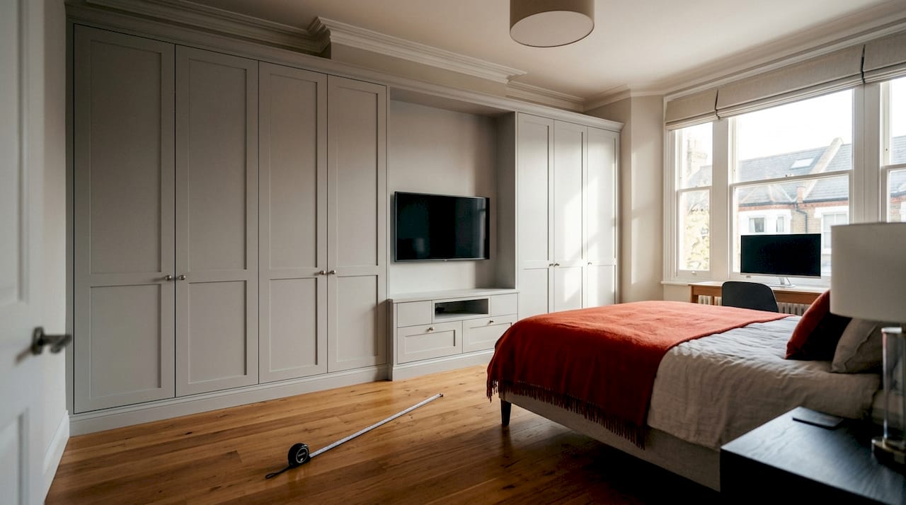 Bespoke fitted wardrobe in West London bedroom