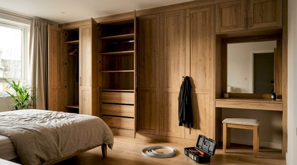 Bespoke fitted shaker wardrobes in London bedroom