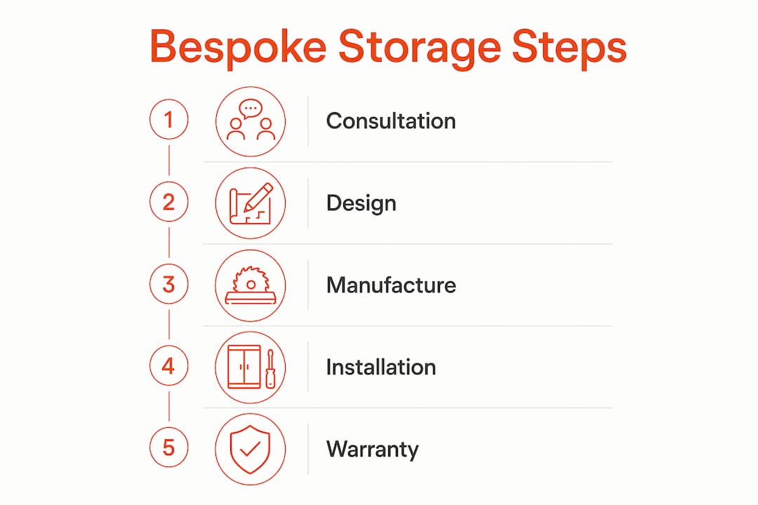 Infographic showing bespoke storage process steps