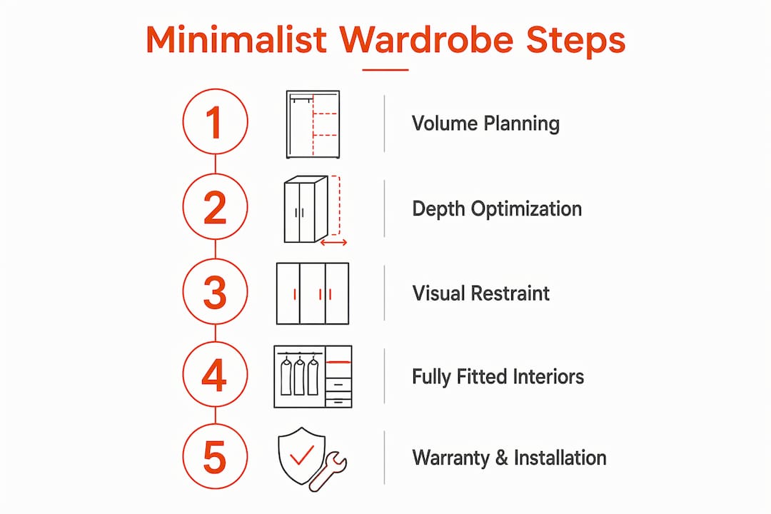Infographic showing minimalist wardrobe design steps