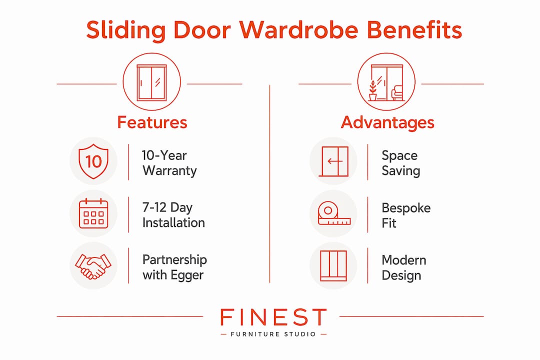 Infographic comparing sliding door wardrobe features and benefits