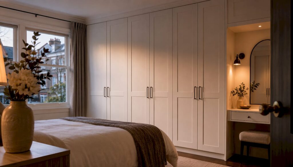 West London bedroom with bespoke fitted wardrobe