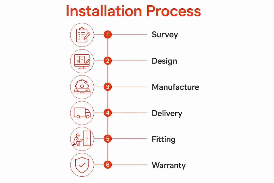 Infographic of bespoke wardrobe installation process