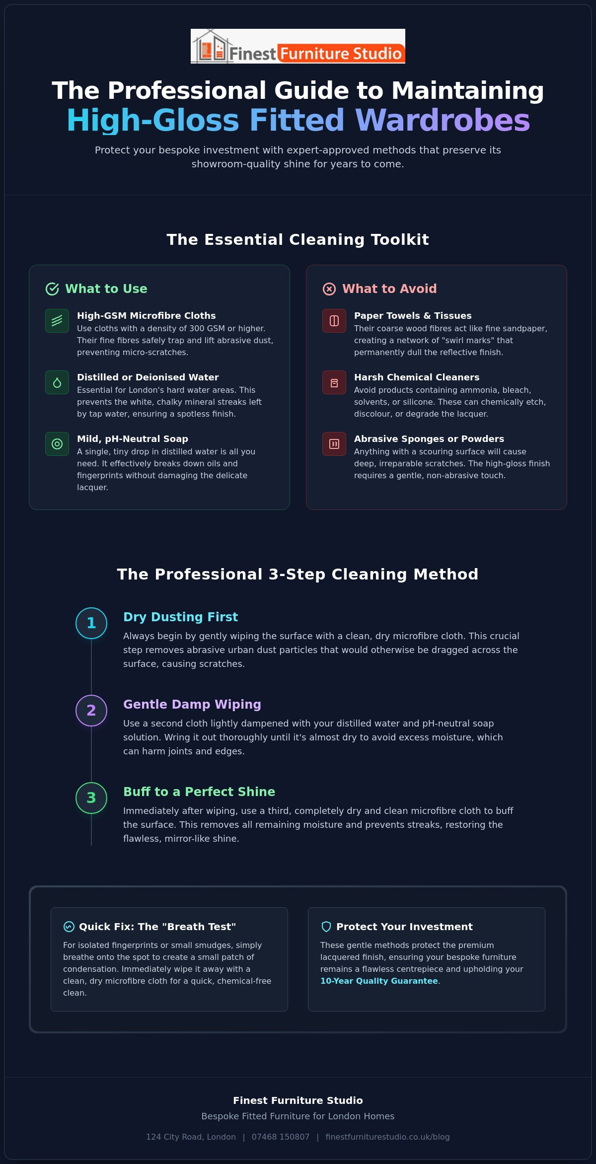 How to Clean High Gloss Fitted Wardrobes: The Professional Maintenance Guide