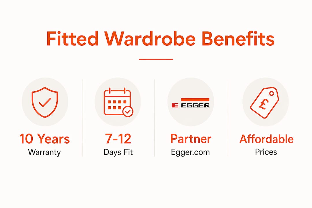 Infographic showing key benefits of bespoke fitted wardrobes