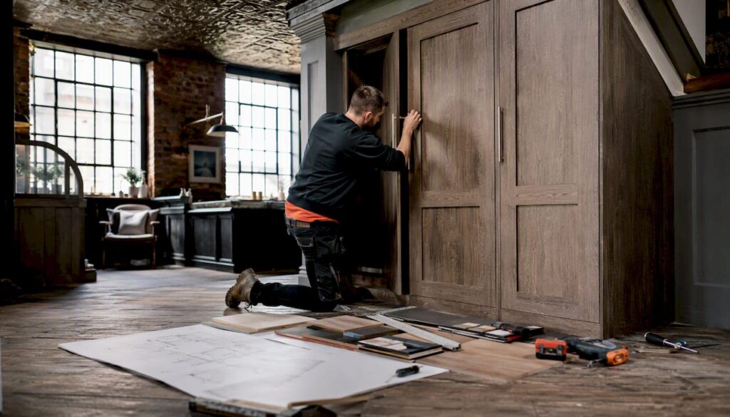 Installer fitting bespoke London wardrobe alcove
