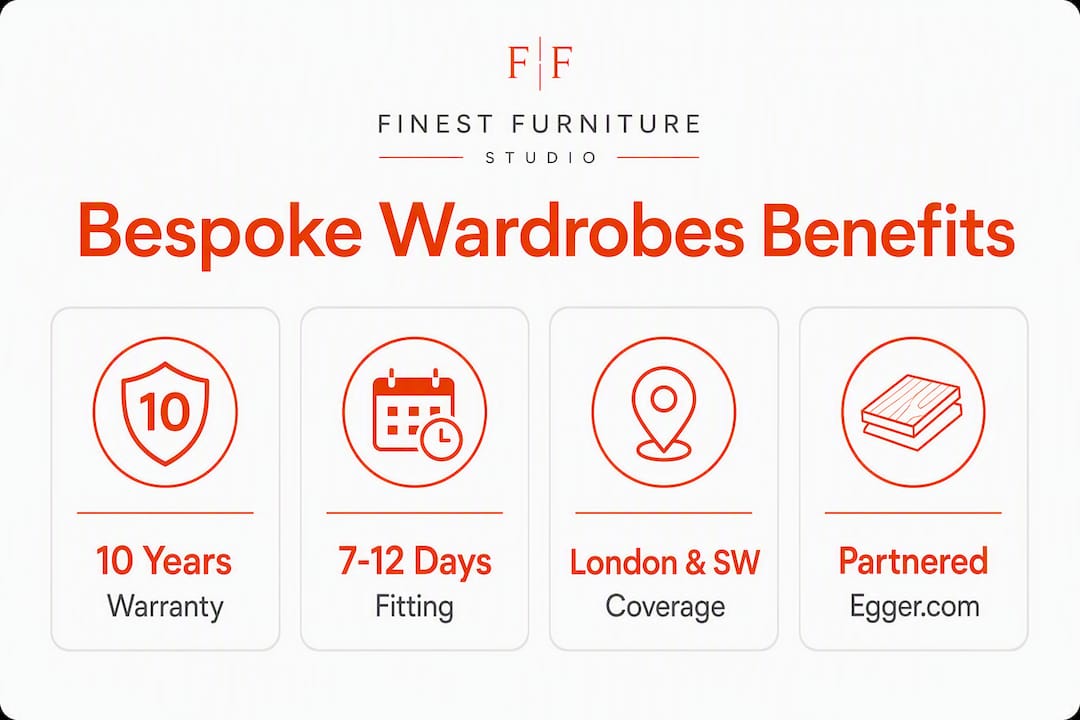 Infographic displaying bespoke fitted wardrobe benefits