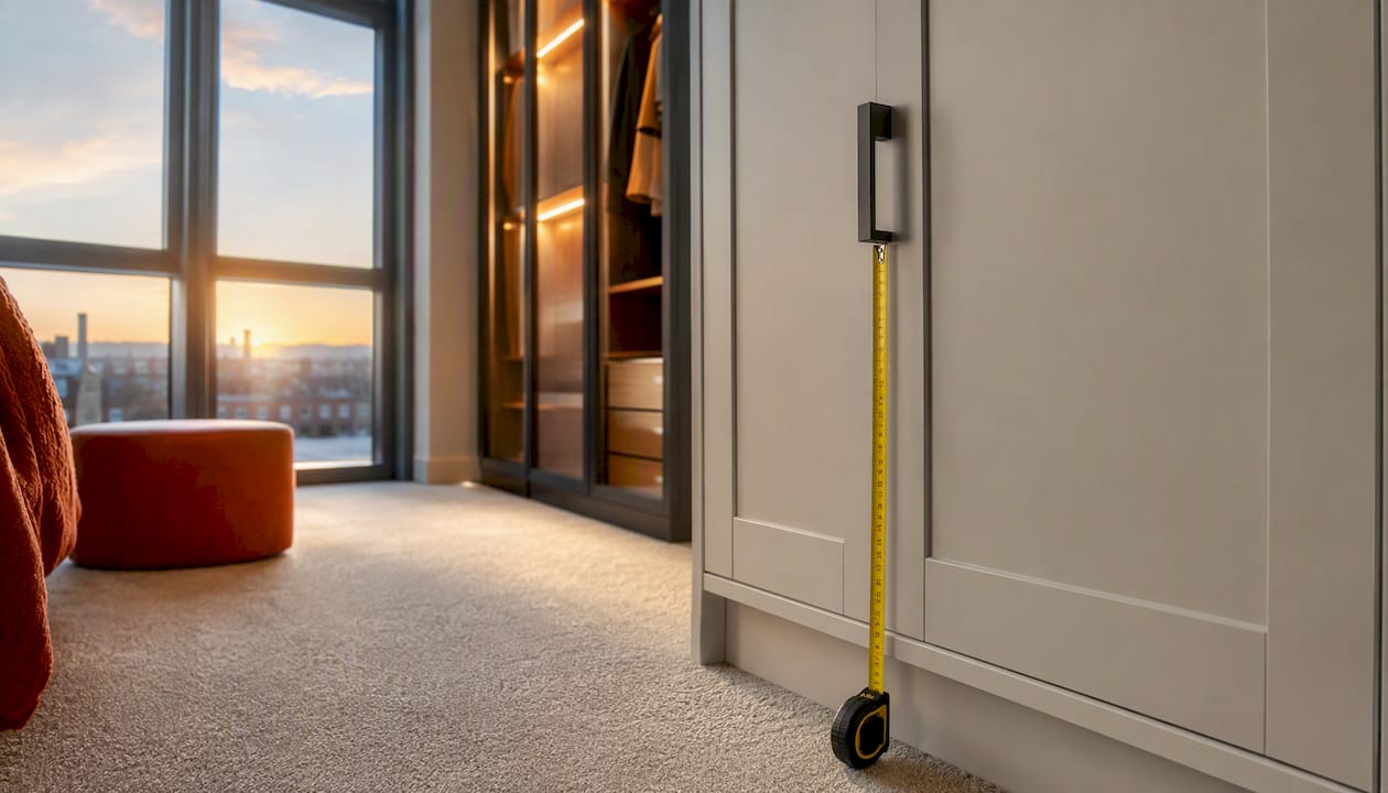 Measuring handle height on fitted wardrobe door