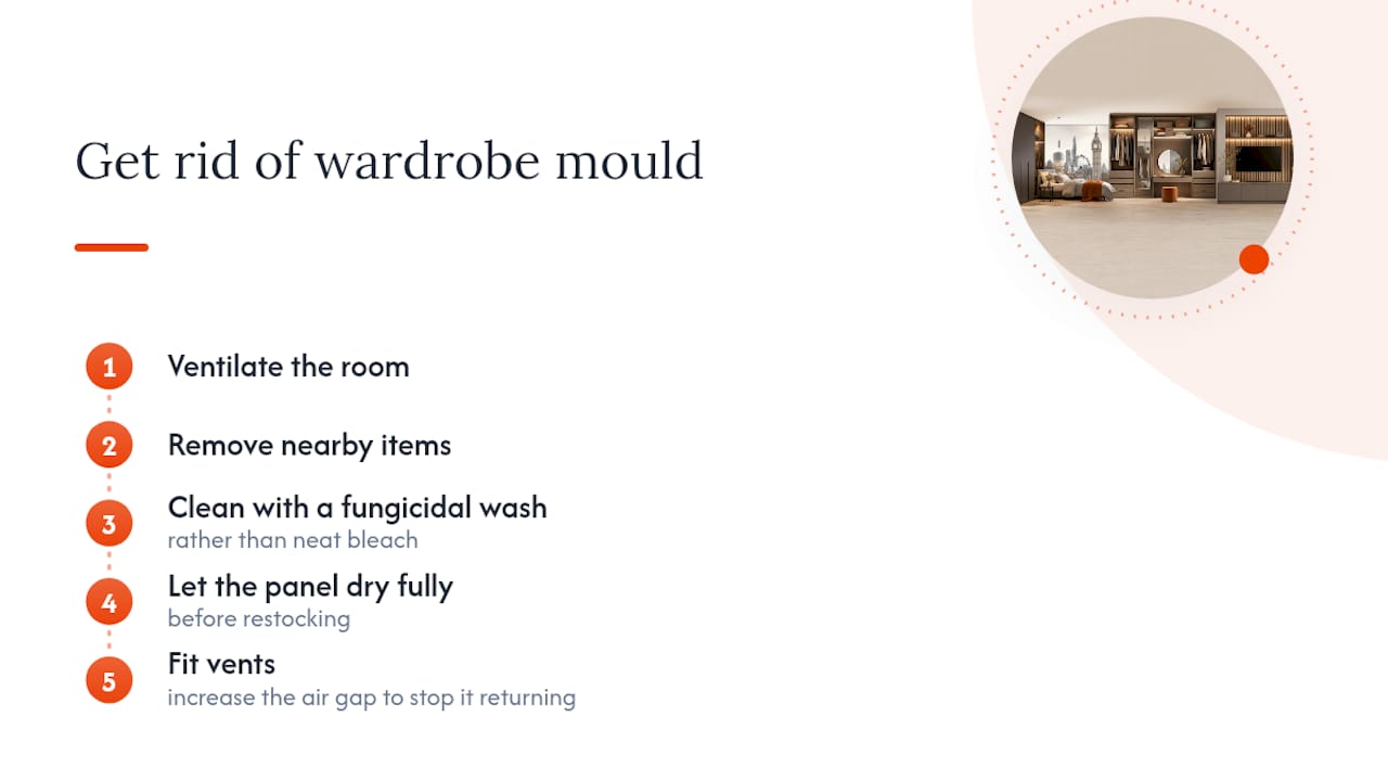 How do I get rid of mould on the back of my wardrobe? — overview diagram