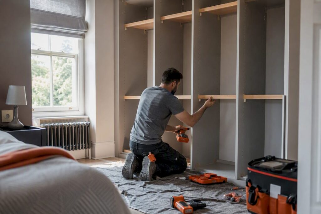 Fitting bespoke wardrobe with standoff battens