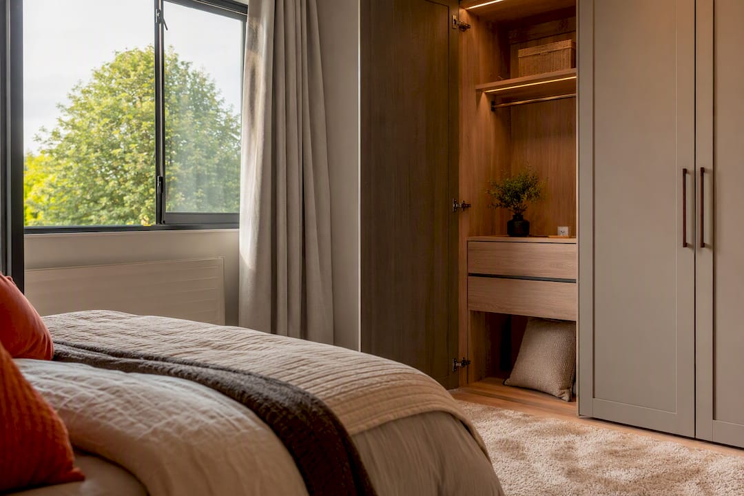 Open window and silica gel in wardrobe