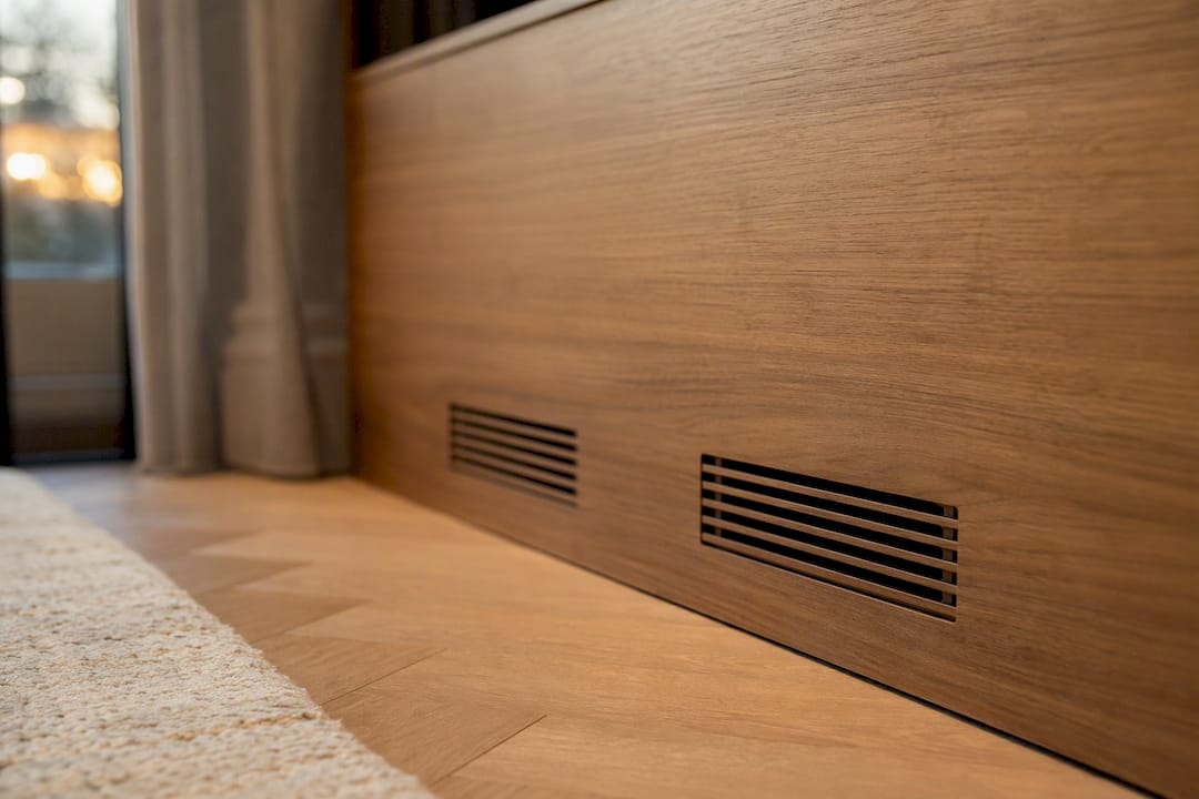 Ventilation grille detail on fitted wardrobe