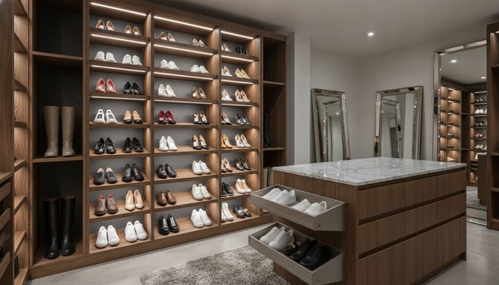 Bespoke Shoe Storage: Luxury Wardrobe Interiors