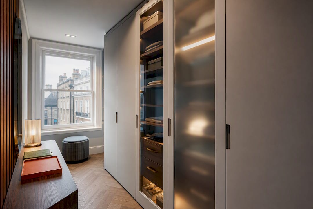 Frosted and clear glass door details