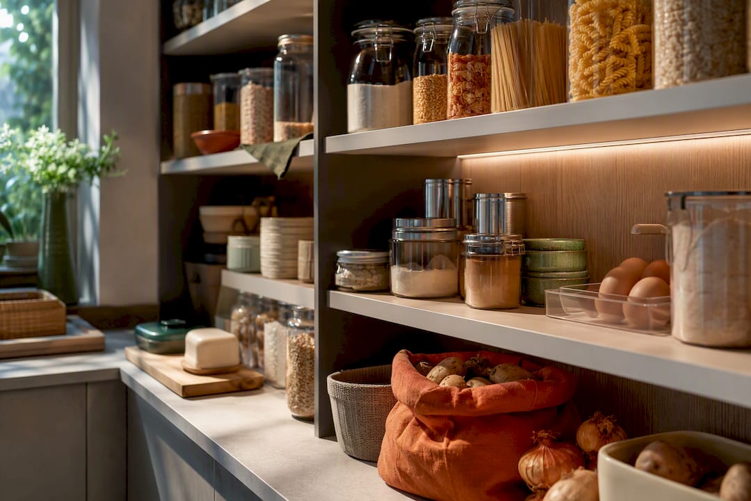 Pantry and larder storage with organised food