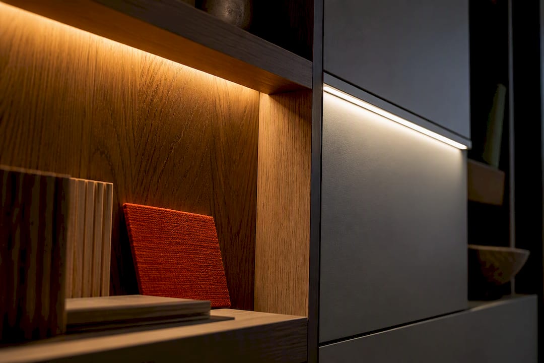 Warm and neutral lighting across wardrobe materials