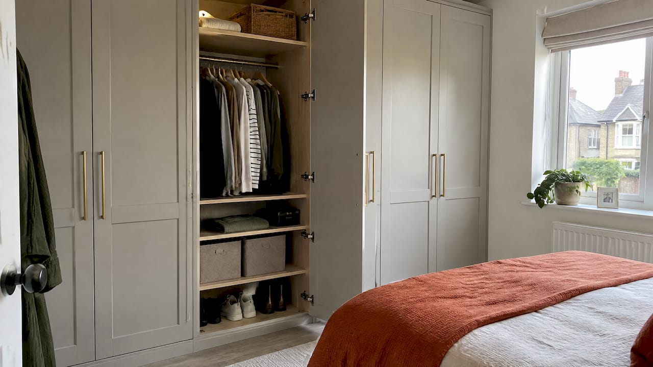 Bespoke wardrobe showing sealed panel edges