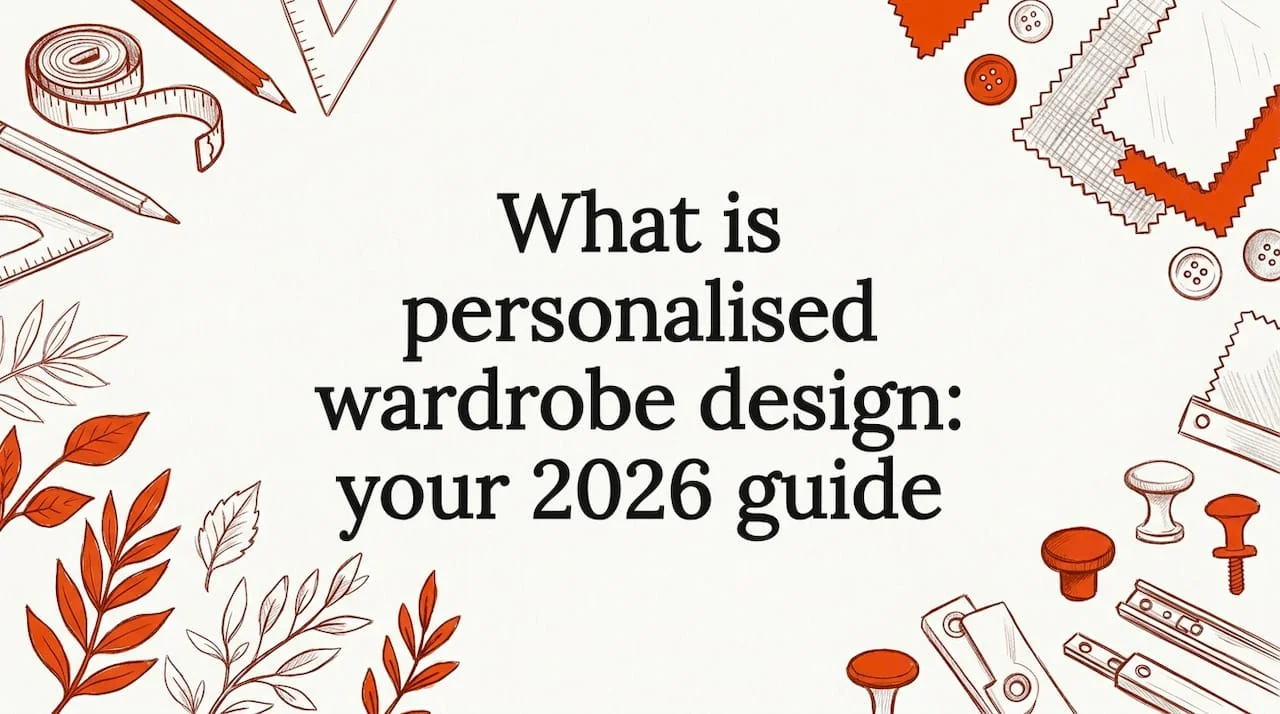 Decorative sketch title card with wardrobe design elements