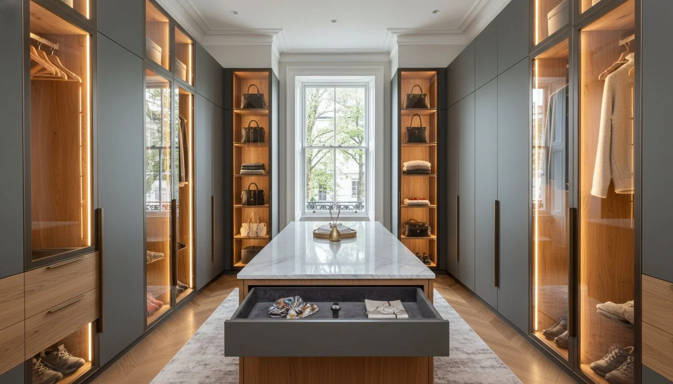 Bespoke Walk-in Wardrobe with Island in Notting Hill: The 2026 Luxury Design Guide