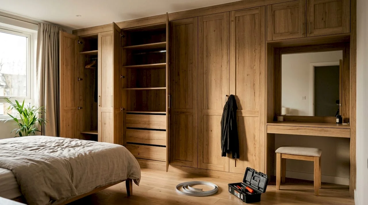 Bespoke fitted shaker wardrobes in London bedroom